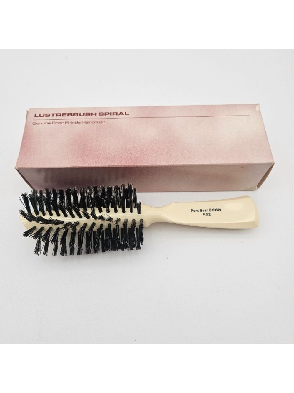 Vintage Fuller Lustrebrush Hairbrush #532 Boar Bristle Spiral Half Round NOS